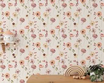 Peel and Stick Wallpaper Avery Wallpaper Floral Watercolor Wallpaper Boho Wallpaper Vintage Wallpaper Floral Wallpaper Bohemian Wallpaper