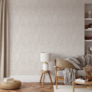 Peel and Stick Wallpaper Boho Terra Cotta Wallpaper Scandinavian Minimal Renters Wallpaper Boho Wallpaper Designer Wallpaper