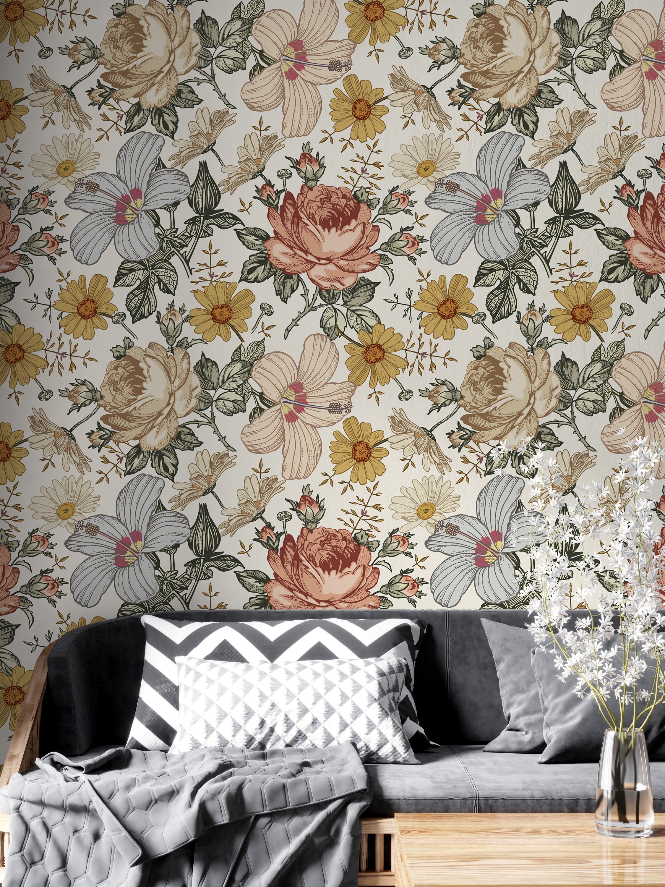 Peel and Stick Wallpaper Vintage Wallpaper Removable Wallpaper | Etsy