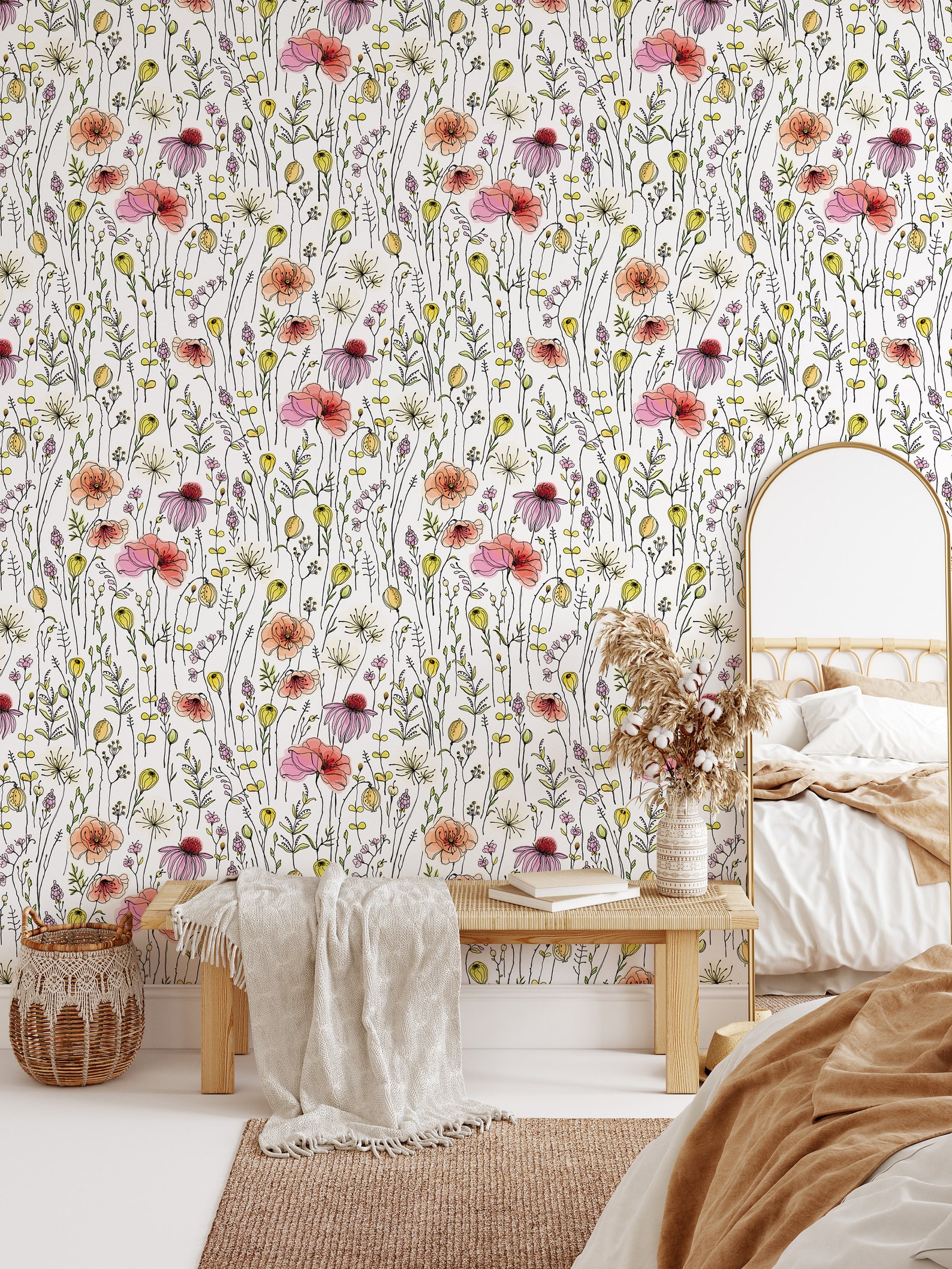 Removable Wallpaper Peel and Stick Wallpaper Boho Wallpaper - Etsy