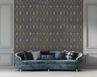 Peel and Stick Wallpaper Removable Wall Paper Art Deco Wallpaper Gold Wallpaper Geometric Wallpaper Vinyl Wallpaper Wallpaper Geometric