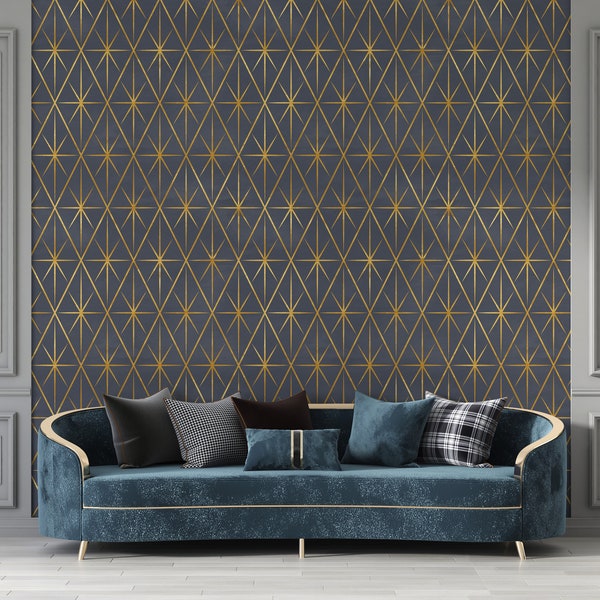 Peel and Stick Wallpaper Removable Wall Paper Art Deco Wallpaper Gold Wallpaper Geometric Wallpaper Vinyl Wallpaper Wallpaper Geometric