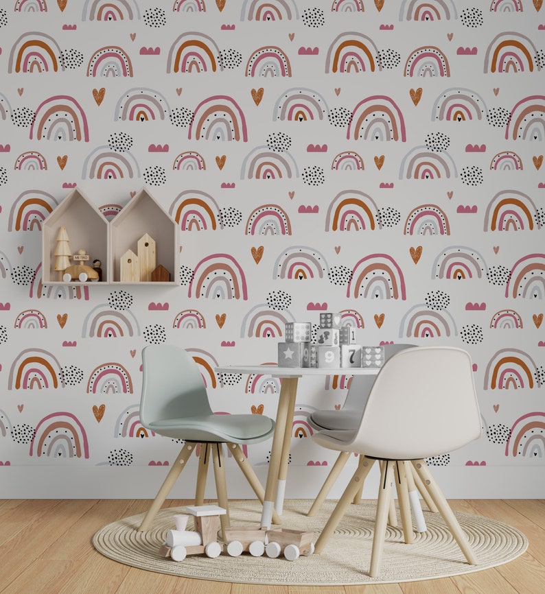 Peel and Stick Wallpaper Boho Wallpaper Rainbow Wallpaper Etsy