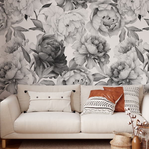 Self Adhesive Wallpaper Blossom Wallpaper Peony Wallpaper Peony Mural Reusable Wallpaper Roses Flower Mural Floral Floral Wallpaper