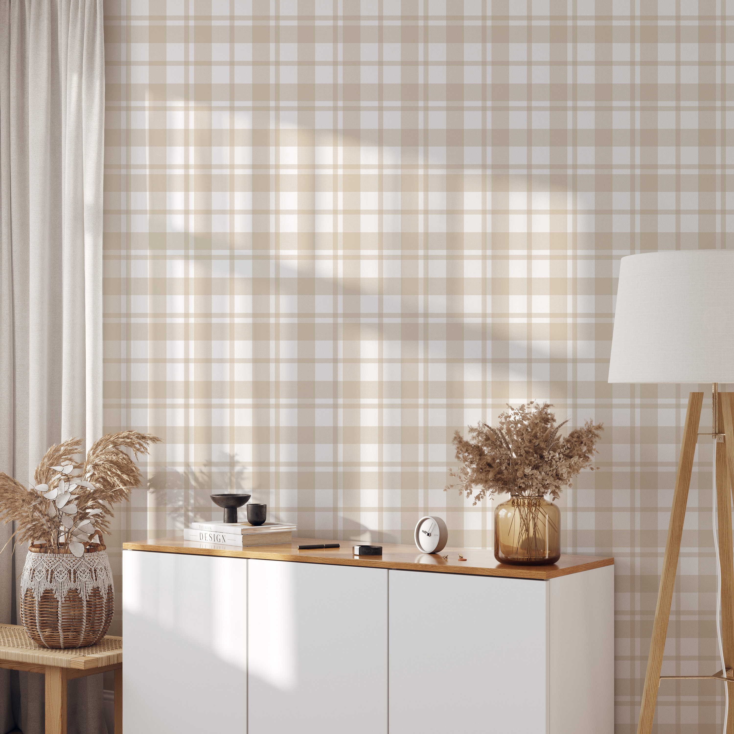 Wall Paper Peel and Stick Bedroom Accent Wall Plaid Peel Stick Etsy