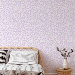 Wallpaper Mural Boho Wallpaper Purple Botanical Wallpaper - Etsy
