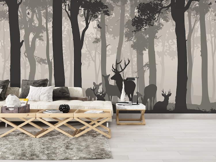 cheap US on offer Animal Wallpaper Forest Wallpaper Canvas