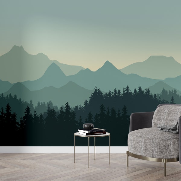 Mountain Peel and Stick Wallpaper Etsy