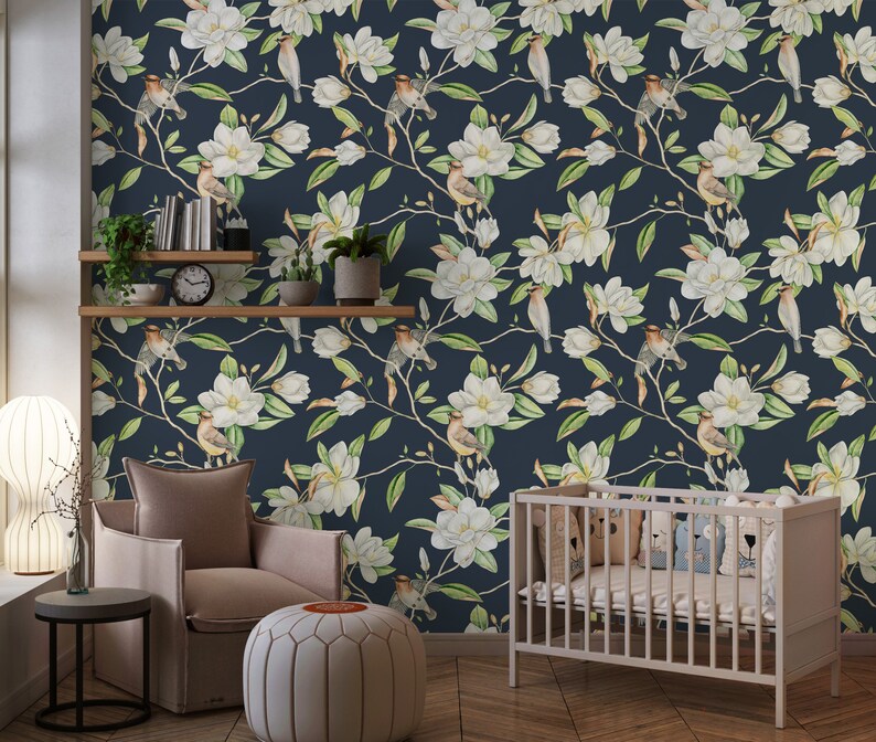 Peel Stick Wallpaper Bathroom Wallpaper Birds Wallpaper | Etsy