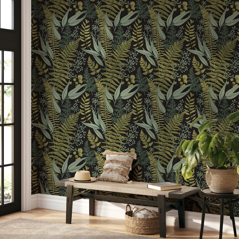 Peel and Stick Wallpaper Removable Wallpaper Fern Leaves - Etsy