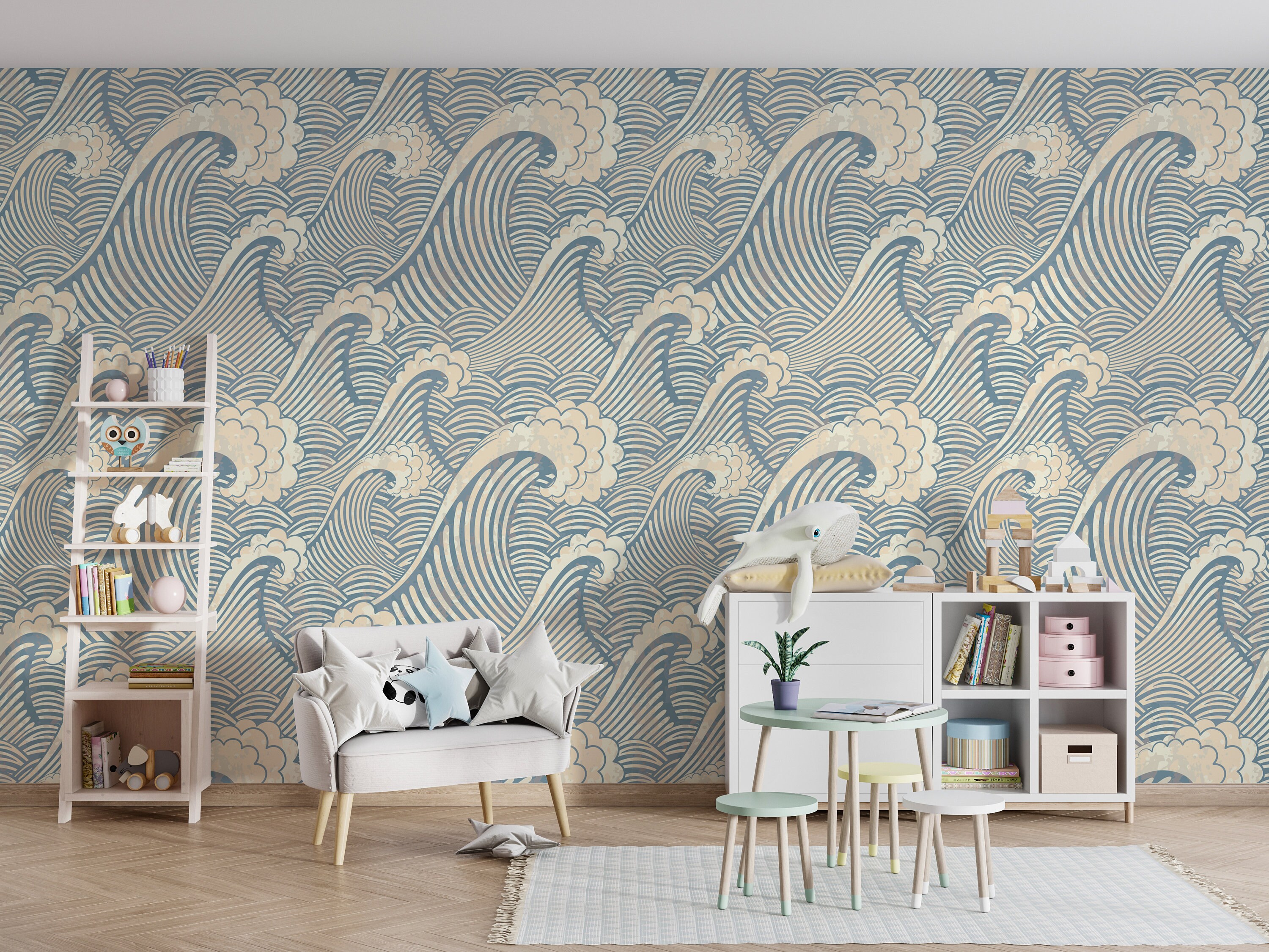 Peel and Stick Wallpaper Fun Wallpaper Waves Wallpaper Baby Etsy