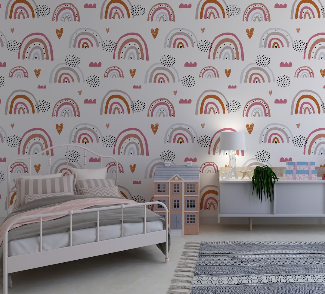 Peel and Stick Wallpaper Boho Wallpaper Rainbow Wallpaper Rainbow ...