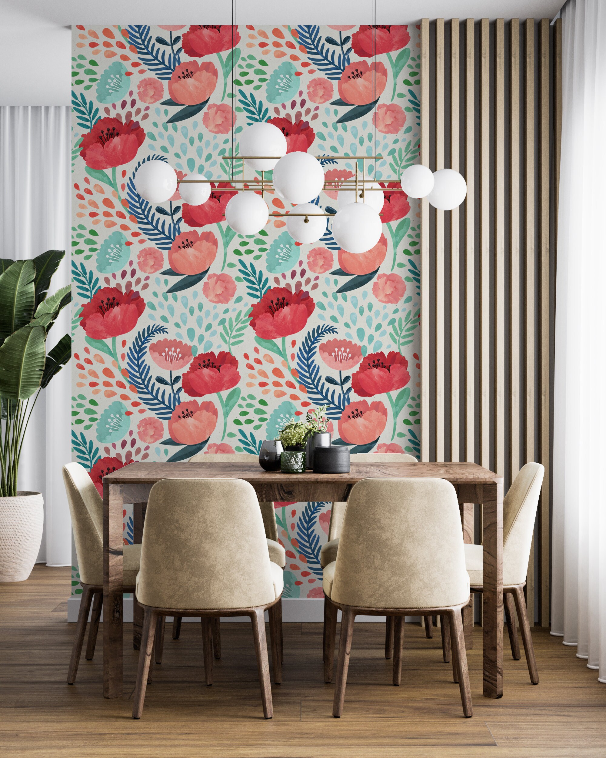 Removable Wallpaper Watercolor Wallpaper Bohemian Wallpaper Etsy