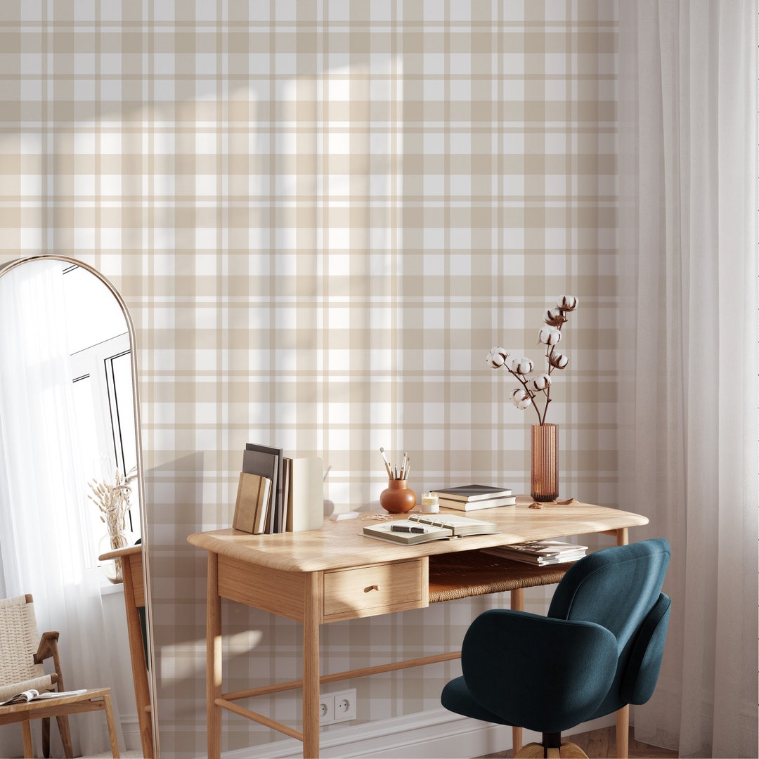 Wall Paper Peel and Stick Bedroom Accent Wall Plaid Peel Stick