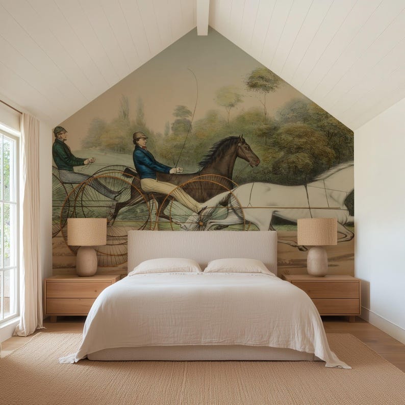 19th Century Horse Harness Race Mural Wallpaper