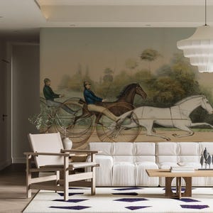 19th Century Horse Harness Race Mural Wallpaper
