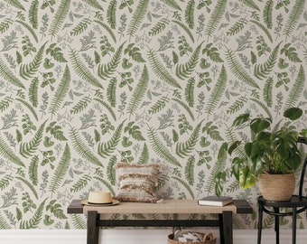 Wallpaper Botanical Mural Wallpaper Fern Leaves Wallpaper Green Wallpaper Fern Mural Floral Boho Wallpaper Botanical Mural