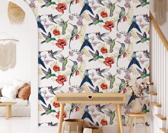 Peel and Stick Wallpaper Wall Paper Wall Hanging Wall Decor Hummingbirds Custom Printed Removable Wallpaper Self Adhesive Wallpaper Mural