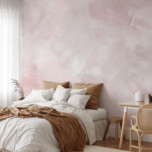 Boho Peel and Stick Wallpaper Mural Wall Art Mural Abstract Pink Wallpaper Temporary Wallpaper Textured Large Wallpaper