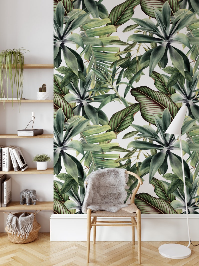 Removable Wallpaper Botanical Wallpaper Tropical Peel and - Etsy