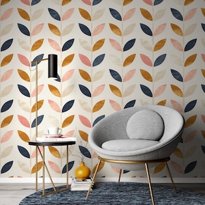 Removable Wallpaper Peel and Stick Wallpaper Apartment Wall Decor Scandinavian Design Wallcovering Modern Wallpaper Floral Leaves EZW38
