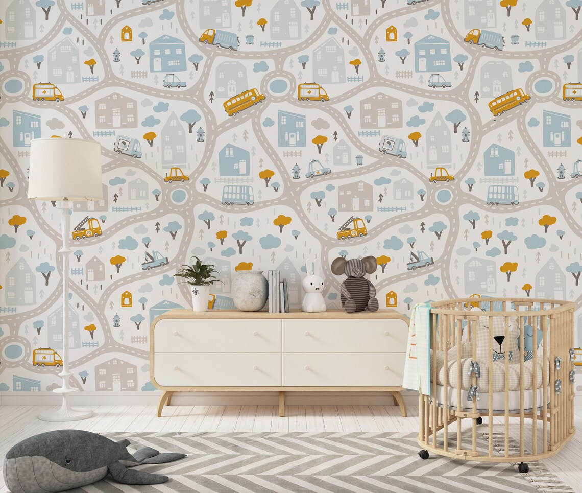 Peel and Stick Wallpaper Car Wallpaper Road Houses Wall Mural - Etsy Canada