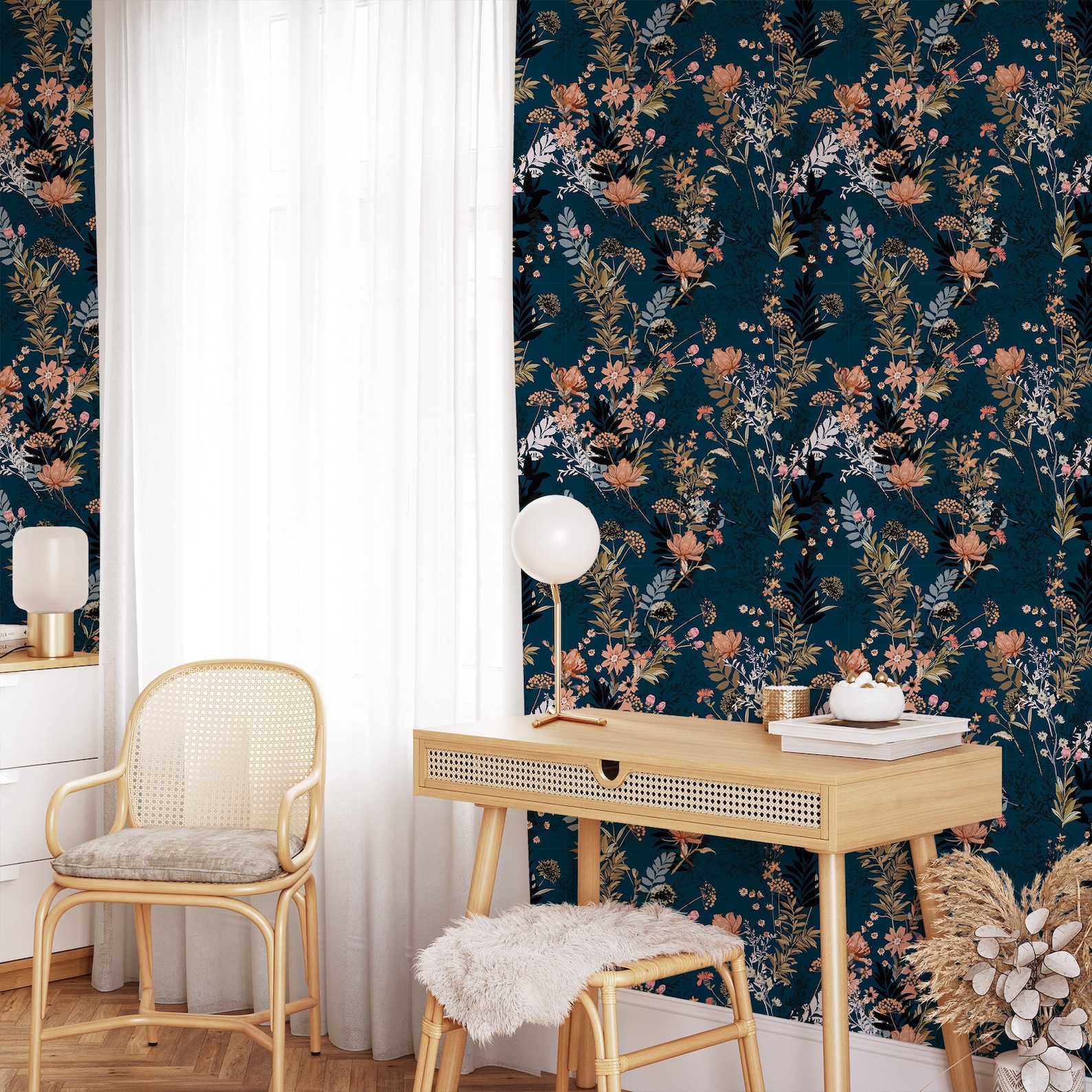 Removable Wallpaper Temporary Wallpaper Floral Wallpaper Peel - Etsy