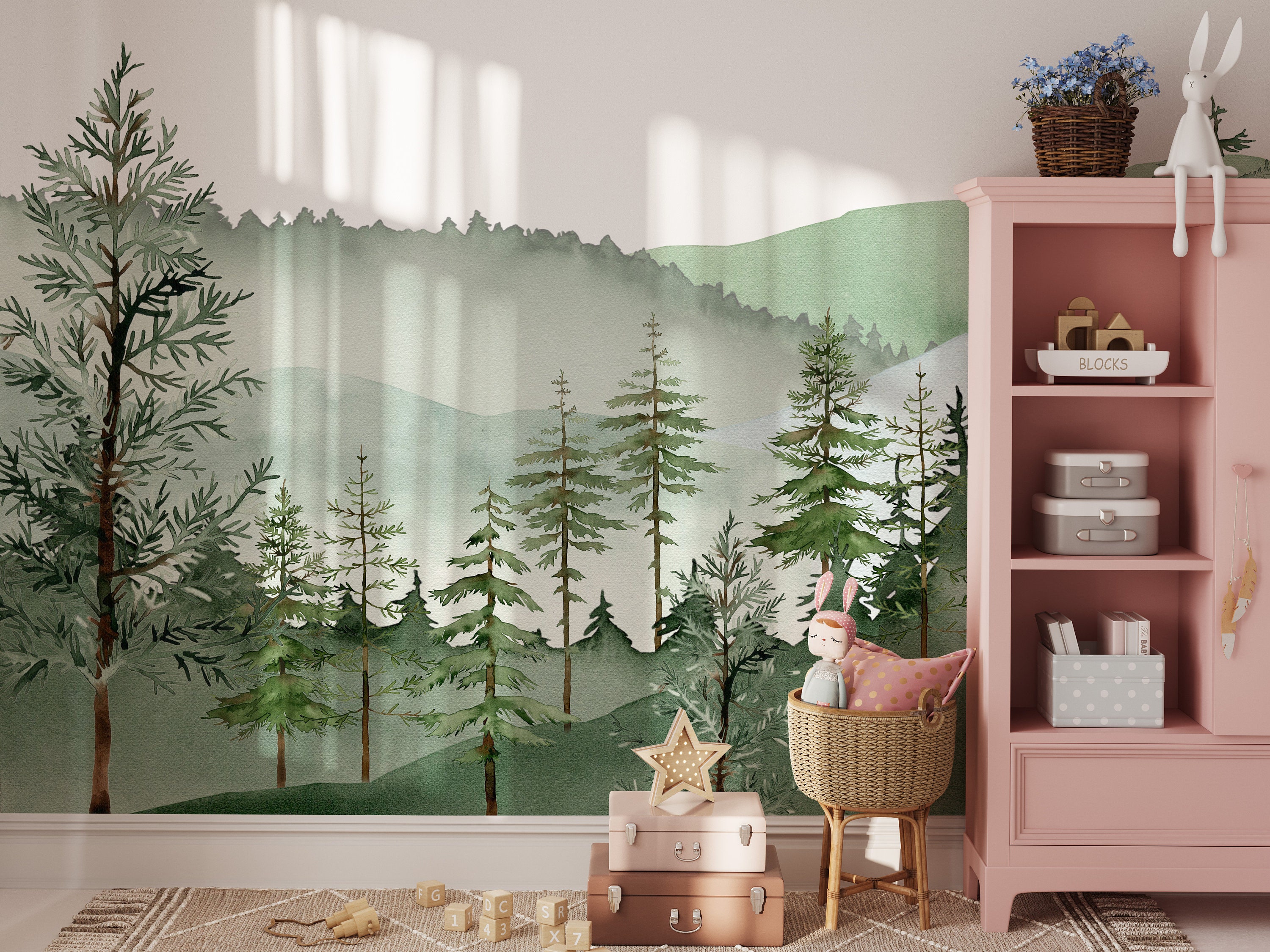 Peel and Stick Wallpaper Mural Pine Tree Forest Wall Mural Wallpaper ...