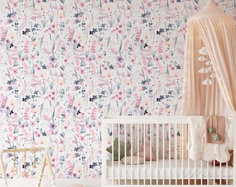 Peel and Stick Wallpaper Floral Large Scale Mural Vintage Floral Mural Temporary Removable Vintage Wallpaper