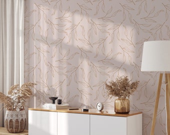 Wallpaper Peel and Stick Boho Apartment Wall Decor Pink Boho Wallpaper Nursery Girl Boho Floral Wallpaper Minimalist Floral Wall Mural