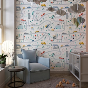 Wallpaper Car Wallpaper Road Houses Wall Mural Wallpaper Removable Wallpaper Peel and Stick Wallpaper Kids Wallpaper Canvas Wall Art