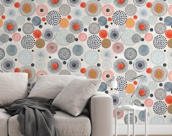Peel and Stick Wallpaper Removable Wallpaper Big Dots Print Modern Wallpaper For Kids Removable Dots Colorful Dot Accent Wallpaper