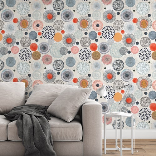 Watercolor Dots Peel and Stick Wallpaper / Polka Dot Removable Etsy