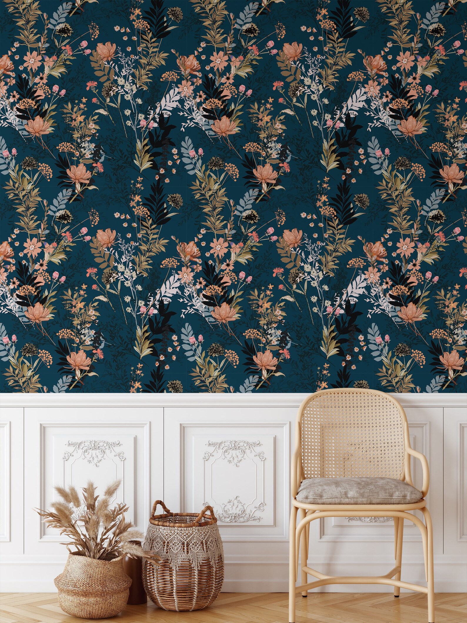 Removable Wallpaper Temporary Wallpaper Floral Wallpaper Peel - Etsy