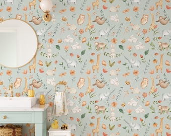 Peel and Stick Wallpaper Kids Safari Nursery Decor Temporary Wallpaper Kids Wall Decor Baby Nursery Decor