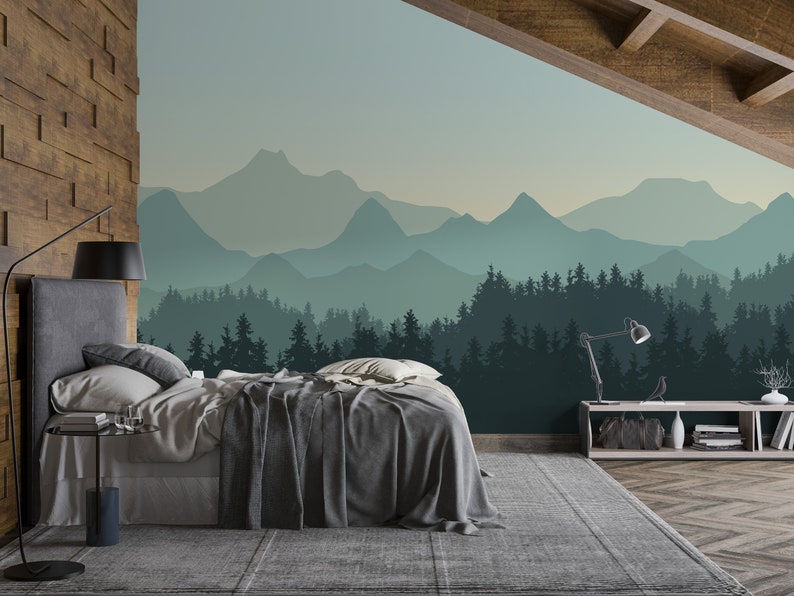 Peel and Stick Wallpaper Removable Wallpaper Mountains Etsy