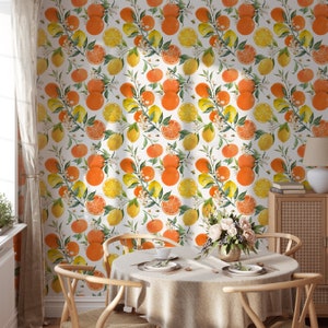 Citrus Peel and Stick Wallpaper Large Mural Lemon Print Vinyl Wallpaper Kitchen Lemon Tree Self Adhesive Modern Wall Panels