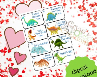 8 Fun Dinosaur Valentine Cards | Dino | Punny Cute | Colorful | Dinosaurs | Kids | Classroom