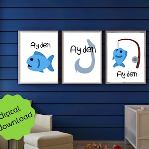 Personalized Kid&#39;s Fishing Wall Art