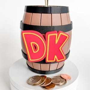 3D-gedrucktes Donkey Kong Sparschwein | DK Barrel Münzbank, Geschenk für Nintendo-Spieler, Mario-Sammlerstück, Zimmerdekoration
