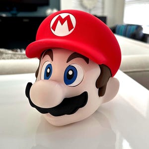 Super Mario Head Piggy bank - 3D printed - Mario Brothers - Money box - Gamer Decor - Mario Decor - Nintendo - Mario Coin Bank