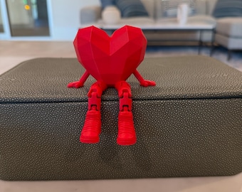 Mother’s Day Heart Figure with Articulated Legs and sneakers | Love & Friendship Gift | 3D Printed | Cute Desk Decor | offices Gift