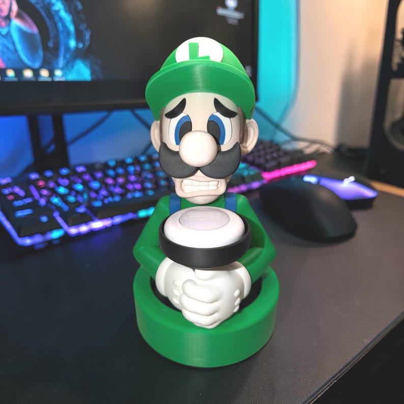 Luigi’s Mansion Light Holder lamp – Luigi Night Light 3D Printed | Mario Bedroom Decor, Gamer Room Lamp, Gift for Nintendo Fans image 1