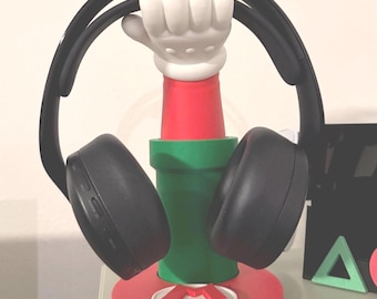 Mario or Luigi Headphone Stand – Super Mario Headset Holder 3D Printed | Gamer Desk Accessory, Switch Gaming Room Decor, Gift for Gamers