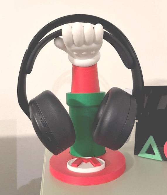 Mario or Luigi Headphone Stand – Super Mario Headset Holder 3D Printed | Gamer Desk Accessory, Switch Gaming Room Decor, Gift for Gamers