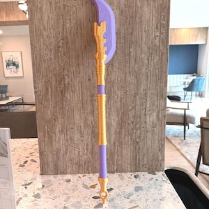 Demon Hunters Mira Spear Gokdo polearm – 3D Printed Purple & Gold Cosplay Prop | Anime Weapon Replica, Collectible Display