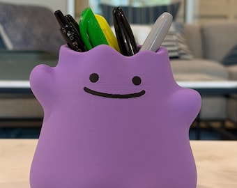 Ditto Pen Holder, Desk Organizer, Pokopia Pencil Holder, 3D Printed Desk Decor, Anime Gift, Gamer Setup , gift idea
