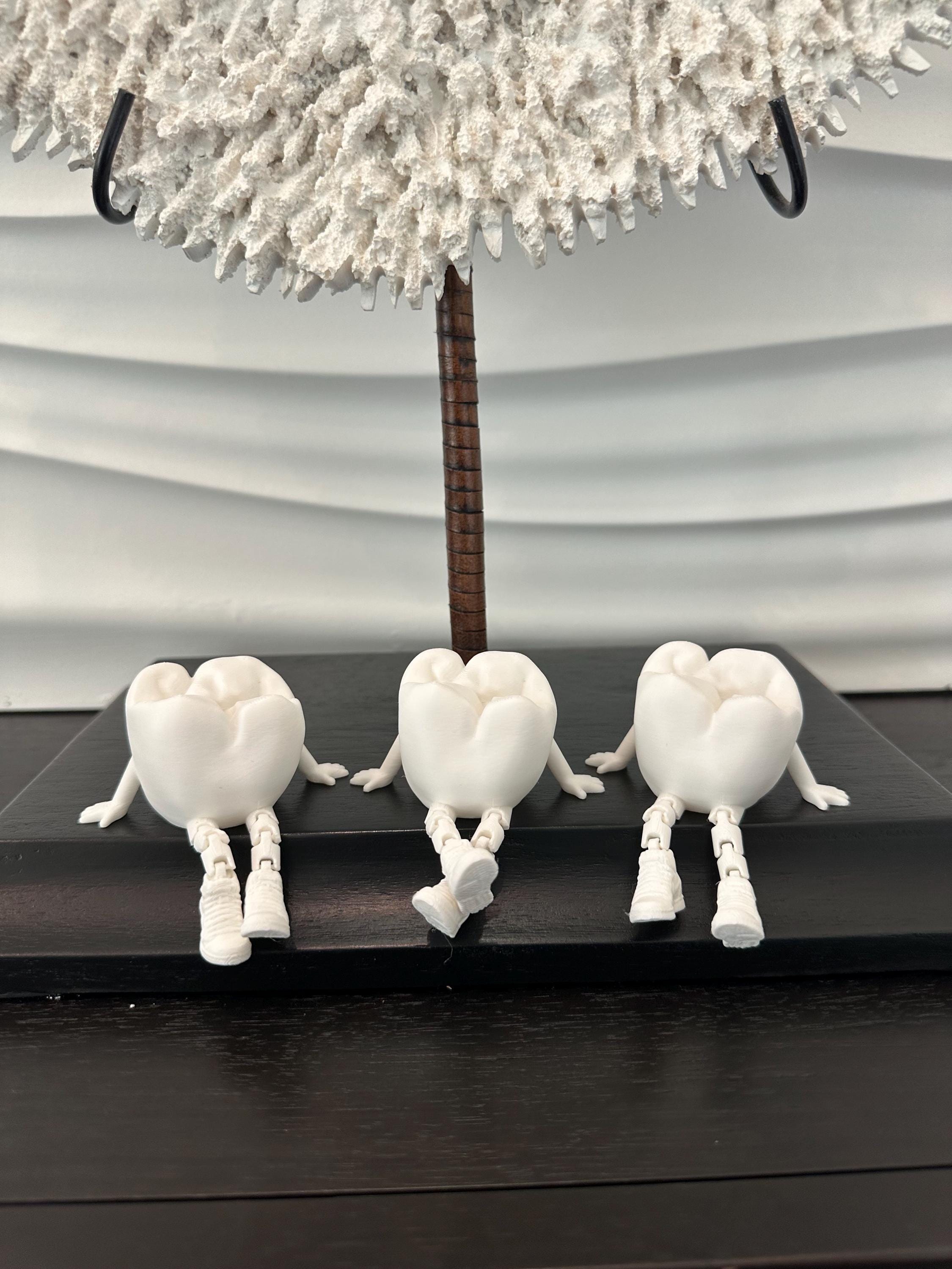 Tooth Figurine with Articulated Legs 3D Printed. Custom Dental Office Decor, Dental Hygiene gift, Dentist, Dental Assistant. Sneakers - Grad