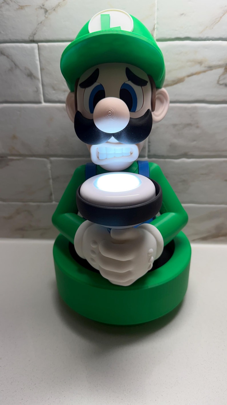 Luigi’s Mansion Light Holder lamp – Luigi Night Light 3D Printed | Mario Bedroom Decor, Gamer Room Lamp, Gift for Nintendo Fans image 5