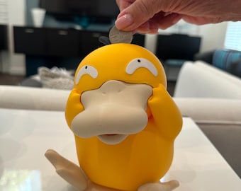 Cofrinho do Psyduck | Cofrinho Pokémon | Caixa de Moedas Impressa em 3D | Presente de Anime | Presente para Fã de Pokémon | Decoração Gamer